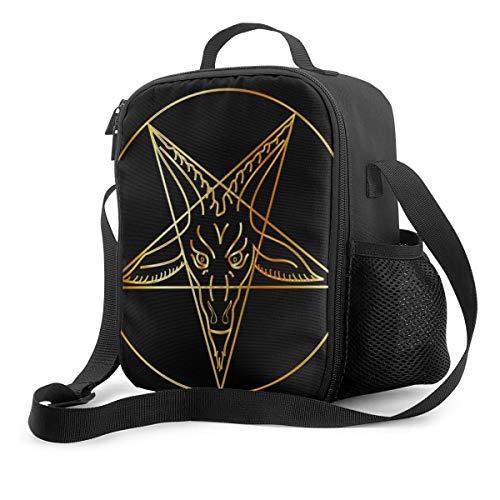 Lunch Bags for Women Baphomet Demon Goat Head Tattoo Art Golden Lunch Box for Men, Freezable Lunch Bag, Lunch Bags for Work Insulated, Lunchbags, Lunchboxes, Lunch Bags for Kids Boys Girls