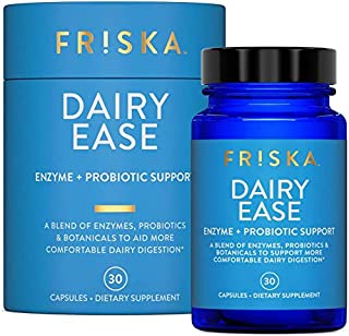 FRISKA Dairy Ease | Digestive Enzymes and Probiotics Supplement | Promotes Better Digestion | Natural Lactose Intolerance Relief & Support | 30 Capsules