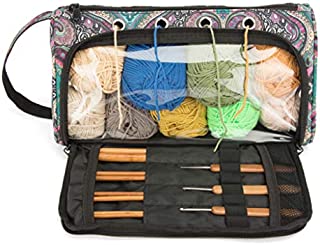 Pacmaxi Yarn Storage Knitting Organizer Carrying Yarn Holder Lightweight Yarn Storage Bag Portable Knitting Organizer for Cotton Yarns, Crochet Hooks, Knitting Needles(Up to 10 Inch)(Bag Only) (Blue)