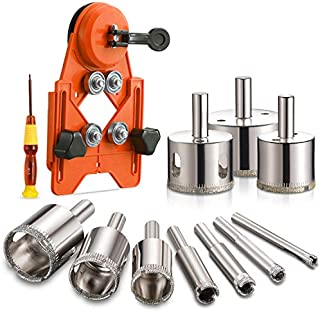 THINKWORK Diamond Drill Bits, Hollow Drill Hole Saw Set, 10-Piece Tile Opener with Hole Saw Guidance Fixture, Suitable for Ceramic, Glass, Tile, Porcelain, Marble