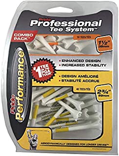 Pride Professional Tee System Plastic Golf Tees (Pack of 50), 40 Count 2-3/4-Inch + 10 Count 1-1/2-Inch