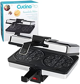 Krumkake Baker By Cucina Pro - 100% Non Stick, Makes Two Krumkake Cookies at a time