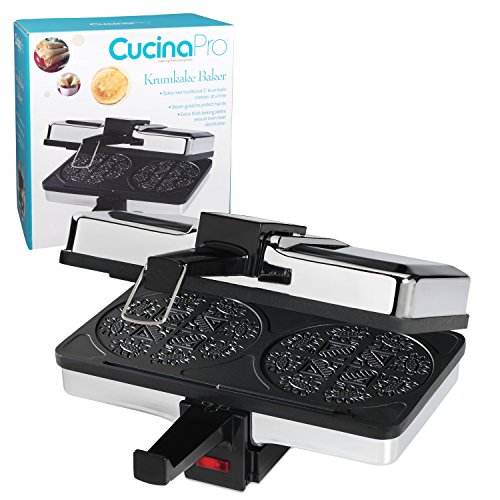 Krumkake Baker By Cucina Pro - 100% Non Stick, Makes Two Krumkake Cookies at a time