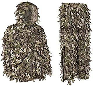 North Mountain Gear Ghillie Suit - Camo Hunting Suit - 3D Leafy Suit - Camouflage Hunting Suit Camo Jacket & Pants - Full Front Zipper, Zippered Pockets - Breathable, Quiet (Woodland GREN, XXL)