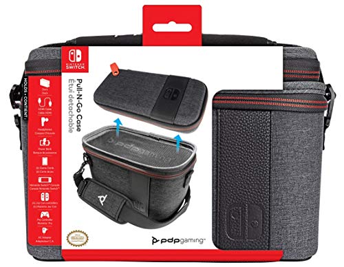 PDP Gaming Pull-N-Go Travel Case | Elite Edition | 2-in-1 with Removable Compartments: Grey - Nintendo Switch