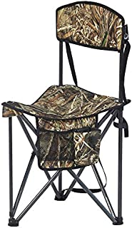 PORTAL Extra Large Quick Folding Tripod Stool with Backrest Fishing Camping Chair with Carry Strap (Camo)