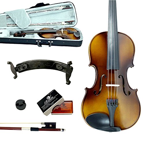 Sky Guarantee Sound 1/4 Size Student Beginner Violin Fiddle Outfit Natural Solid Maple Back Spruce Top with Case, Shoulder Rest, 2 Bows, Rosin and Mute