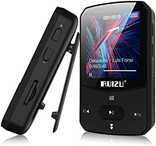 Clip Mp3 Player with Bluetooth 5.0 16GB Lossless Sound Music Player with FM Radio Voice Recorder Video Earphones for Running, Support up to 128GB(Black)