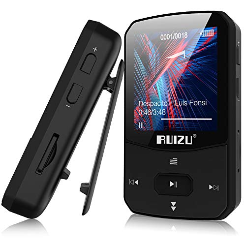 Clip Mp3 Player with Bluetooth 5.0 16GB Lossless Sound Music Player with FM Radio Voice Recorder Video Earphones for Running, Support up to 128GB(Black)