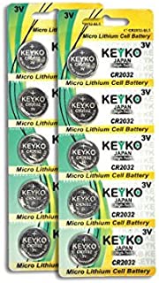 2032 Battery - 10 pcs Pack - 3V Lithium Buttom Coin Cell Battery Type 3.0 Volt: CR2032 DL2032 ECR2032 Genuine KEYKO Supreme High Energy