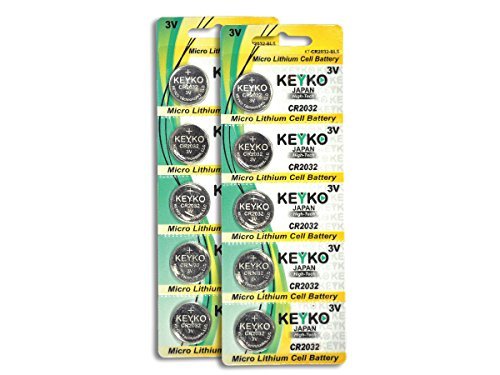 2032 Battery - 10 pcs Pack - 3V Lithium Buttom Coin Cell Battery Type 3.0 Volt: CR2032 DL2032 ECR2032 Genuine KEYKO Supreme High Energy