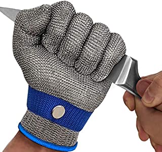 MAFORES Level 9 Cut Resistant Glove Stainless Steel Mesh Metal Wire Glove Durable Rustproof Reliable Cutting Glove for Meat Cutting, Fishing, Latest Material (Medium)