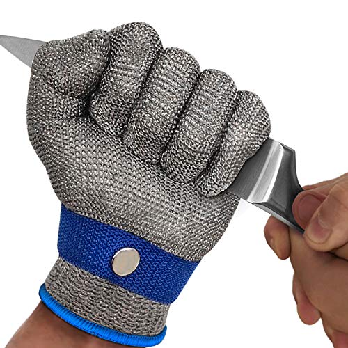 MAFORES Level 9 Cut Resistant Glove Stainless Steel Mesh Metal Wire Glove Durable Rustproof Reliable Cutting Glove for Meat Cutting, Fishing, Latest Material (Medium)