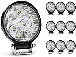 Nilight - 4350385646 Led Light Bar 10 Pack 4.5inch 27w 3000LM Round Flood Light Pod Off Road Fog Driving Roof Bar Bumper for Jeep SUV Truck Hunters