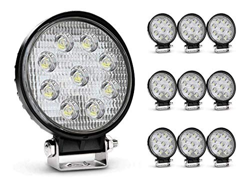 Nilight - 4350385646 Led Light Bar 10 Pack 4.5inch 27w 3000LM Round Flood Light Pod Off Road Fog Driving Roof Bar Bumper for Jeep SUV Truck Hunters