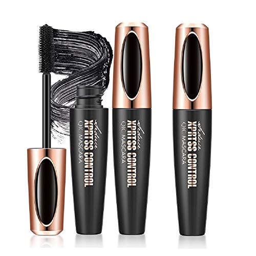 2PCS 4D Silk Fiber Lash Mascara Waterproof, Luxuriously Longer, Thicker, Voluminous Eyelashes, Long-Lasting, Dramatic Extension, Smudge-proof,Natural Extension Mascara