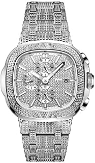 JBW Luxury Men's Heist J6380 20 Diamond Wrist Watch with Stainless Steel Bracelet, 47.5mm