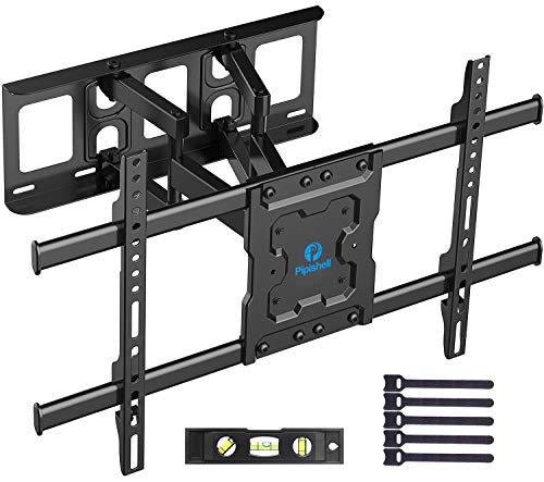 Full Motion TV Wall Mount Bracket Dual Articulating Arms Swivels Tilts Rotation for Most 37-70 Inch LED, LCD, OLED Flat Curved TVs, Holds up to 132lbs, Max VESA 600x400mm by Pipishell