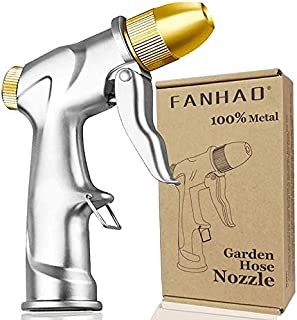 FANHAO Upgrade Garden Hose Nozzle Sprayer, 100% Heavy Duty Metal Handheld Water Nozzle High Pressure in 4 Spraying Modes for Hand Watering Plants and Lawn, Car Washing, Patio and Pet