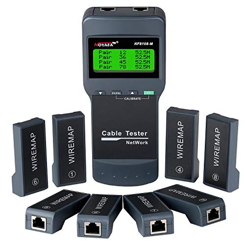 Network Cable Tester - NOYAFA Cable Wire Fault Finder for RJ45 Cat5, Cat6, 5e, 6e Measure Length, Locate the Breakage Point, Check Wiring Error with 8 Far-end Passive Test Jacks