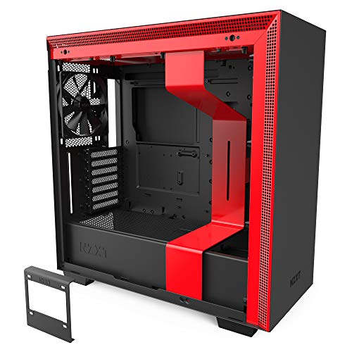 NZXT H710 - CA-H710B-BR - ATX Mid Tower PC Gaming Case - Front I/O USB Type-C Port - Quick-Release Tempered Glass Side Panel - Cable Management System - Water-Cooling Ready - Black/Red