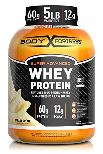 Body Fortress Whey Protein Powder 5 lb, Banana Creme