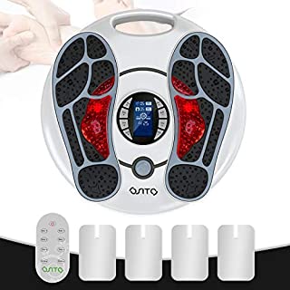 Foot Massager Machine (FSA or HSA Eligible), EMS TENS Foot Circulation Stimulator for Pain Relief with 4 TENS Unit Pad, Electrical Muscles Stimulator Feet Power Legs Health for Neuropathy