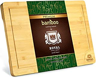 Extra Large Organic Bamboo Cutting Board with Juice Groove - Kitchen Chopping Board for Meat (Butcher Block) Cheese and Vegetables (XL 18 x 12