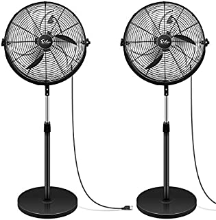 Simple Deluxe 18 Inch Pedestal Standing Fan, High Velocity, Heavy Duty Metal For Industrial, Commercial, Residential, Greenhouse Use, 2- Pack, Black