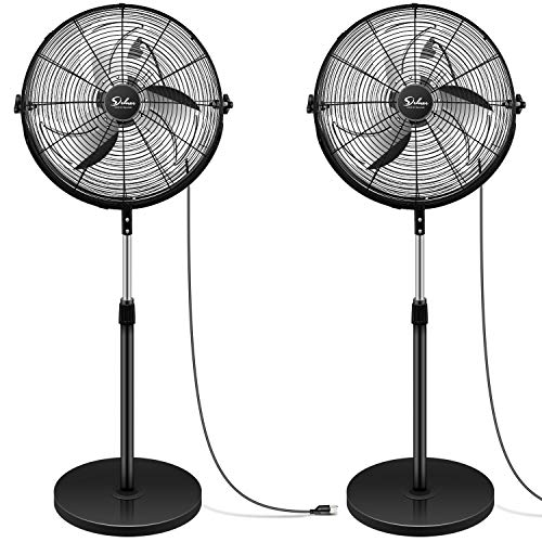 Simple Deluxe 18 Inch Pedestal Standing Fan, High Velocity, Heavy Duty Metal For Industrial, Commercial, Residential, Greenhouse Use, 2- Pack, Black