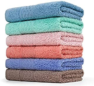 Cleanbear Face-Cloth Washcloths Set,100% Cotton, High Absorbent, 6-Pack 6 Colors, Size13 x13-Multi Color