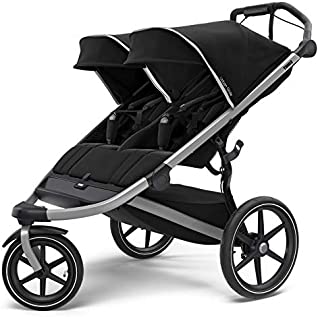 Thule Urban Glide 2 Jogging Stroller, Black/Silver Frame, Double