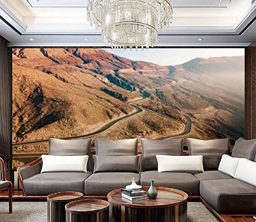 AFWADFWA Peel and Stick Wallpaper, Desert Mountain Road on The Jais Mountain in UAE Aerial View Landscape Wall Paper Mural for Living Room Bedroom TV Background Wall