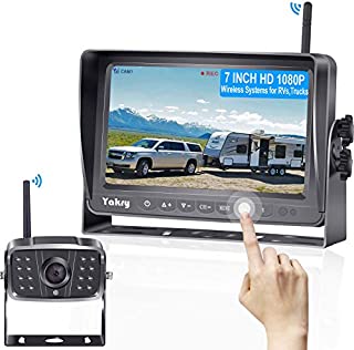 Yakry Y27 HD 1080P Wireless Backup Camera with 7 Inch DVR Monitor IPS Split Screen High-Speed Rear View Observation System for RVs,Trailers,Trucks,Fifth Wheels IR Night Vision Stable Digital Signals