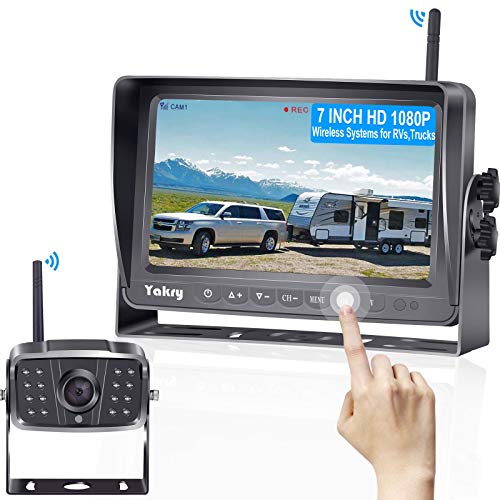 Yakry Y27 HD 1080P Wireless Backup Camera with 7 Inch DVR Monitor IPS Split Screen High-Speed Rear View Observation System for RVs,Trailers,Trucks,Fifth Wheels IR Night Vision Stable Digital Signals