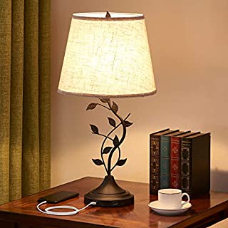 USB Table Lamp Bedside Lamp with Dual USB Charging Ports, Kakanuo 26'' Traditional Nightstand Lamp Desk Lamp Large Retro Table Lamp for Bedroom and Living Room