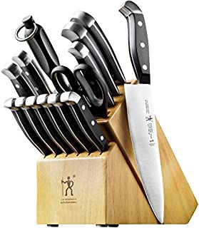 J.A. Henckels International Statement Kitchen Knife Set with Block, 15-pc, Chef Knife, Steak Knife set, Kitchen Knife Sharpener, Light Brown