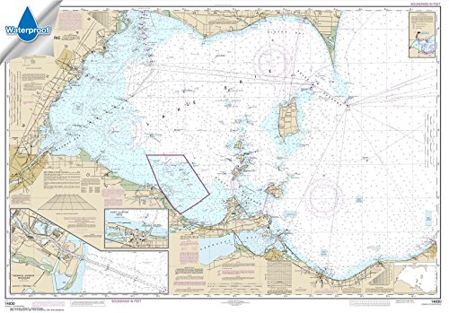 NOAA Chart 14830: West End of Lake Erie; Port Clinton Harbor; Monroe Harbor 33.7 x 48.3 (Waterproof)