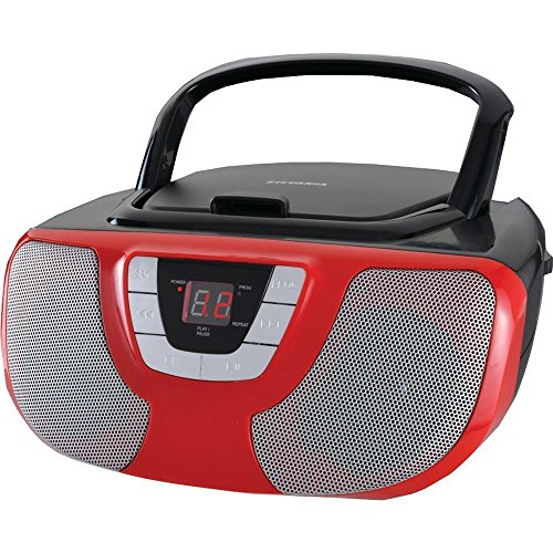 Sylvania Portable CD Player Boom Box with AM/FM Radio (Red)