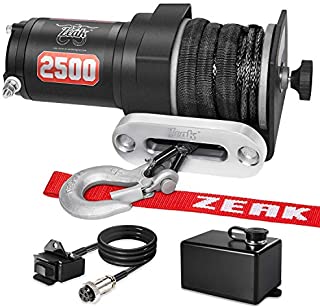 ZEAK 2500 lb. Advanced Off-Road 12V DC ATV/UTV Electric Winch, Synthetic Rope with Mini-Rocker Solenoid Kit