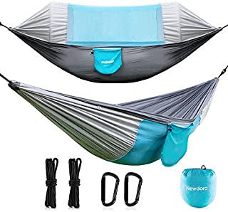 Newdora Hammock with Mosquito Net 2 Person Camping, Ultralight Portable Windproof, Anti-Mosquito, Swing Sleeping Hammock Bed with Net and 2 x Hanging Straps for Outdoor, Hiking, Backpacking, Travel