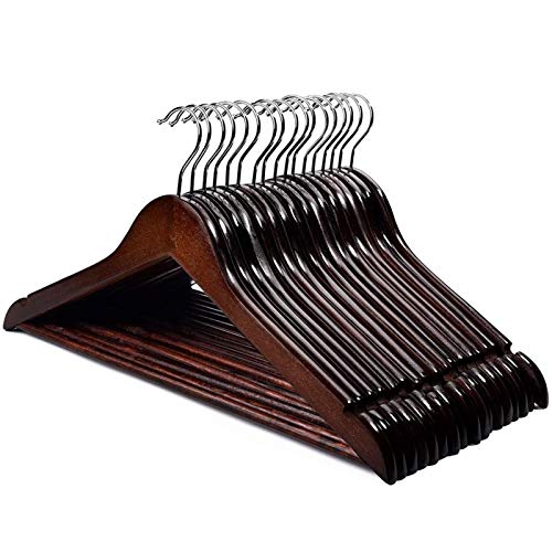 HOUSE DAY Premium Wooden Hangers for Coats Wooden Clothes Hangers 20 Pack Wooden Hangers Bulk Wooden Coat Hanger Brown Premium Hangers Wooden for Clothes Pants Skirt