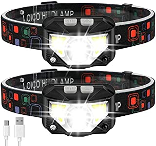 Headlamp Flashlight, MOICO 1000 Lumen Ultra-Light Bright LED Rechargeable Headlight with White Red Light, 2 Pack Waterproof Motion Sensor Head Lamp, 8 Modes for Outdoor Camping Cycling Running Fishing