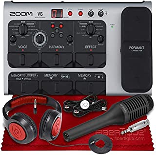 Zoom V6 Vocal Processor with Harmony, Effects, 40 Presets, Looper, and SGV-6 Shotgun Mic + SR360 Dynamic Stereo Headphones, Cables & Fibertique Cleaning Cloth