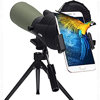 Gosky 20-60x60 Spotting Scope for Target Shooting Bird Watching Wildlife Scenery - New BAK4 Angled Scope with Tripod, Carrying Bag and Smartphone Adapter