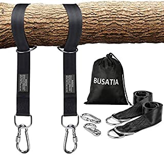 BUSATIA Tree Swing Straps (Set of 2), Tree Hanging Kits 5ft Length with 2 Heavy Duty Safety Lock Carabiner Hooks, Polyester Straps Perfect for Hammock Hanging Kit Straps, Holds Up to 2204lb