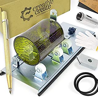 Glass Bottle Cutter Kit with Adjustable Track System. Cuts Round, Oval, Square, Large, Small Bottle, Bottlenecks. Tool for cutting Beer Bottle, Wine Bottle, Champagne, Liquor Bottles. Stainless Steel