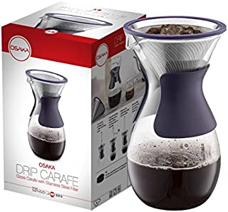 Osaka Pour Over Coffee Maker with Reusable Stainless Steel Drip Filter, 37 oz (7-Cup) Glass Carafe and Lid'Senso-JI', Purple