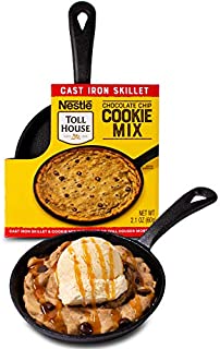 Thoughtfully Gifts, Nestle Toll House Individual-Size Chocolate Chip Pizza Cookie Kit, Includes Cookie Mix and Mini Cast Iron Skillet