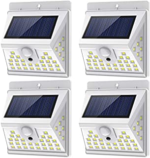 Solar Lights Outdoor Motion Sensor with 3 Lighting Modes, 270° Wide Angle Lighting, IP65 Waterproof. Bright Wireless Security Light for Deck Garage Yard Porch Fence(40 LED, 5500K, 4 Pack, White)